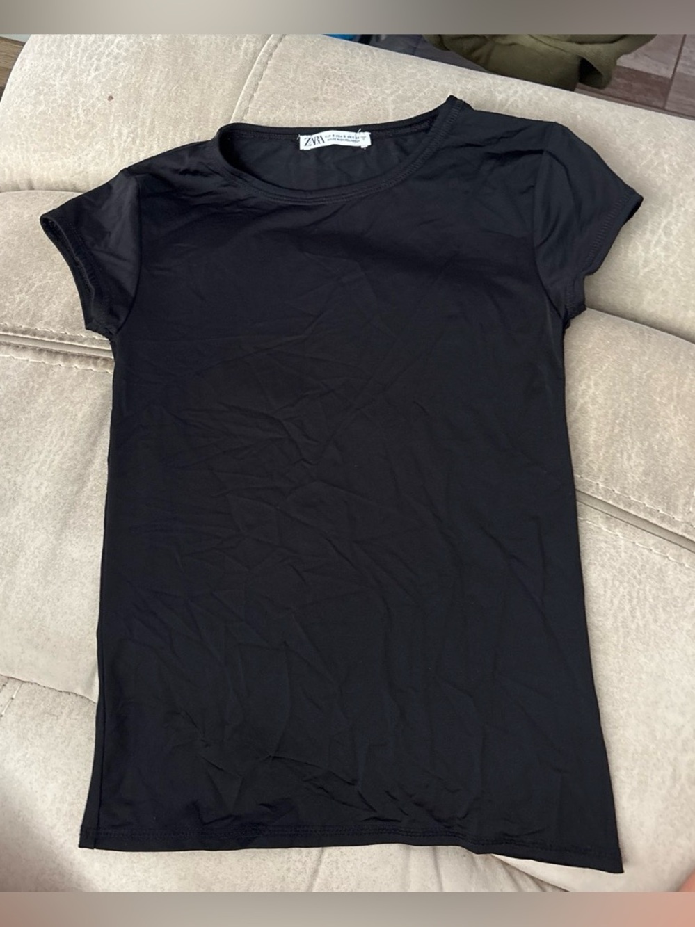 Zara Black Short Sleeve Crewneck Tee - Slim Fit